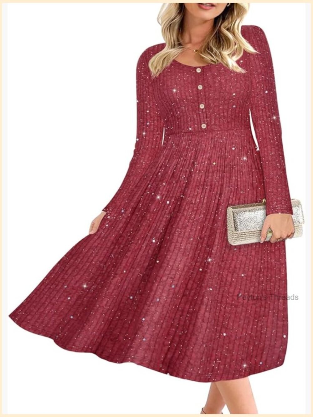 Plus Size Sweater Dress Long Sleeve Henley Crew Neck Pullover Casual Knit Midi